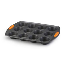 Amazon Vendor Professional Nonstick 12-Cup muffin com alça de silicone